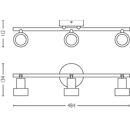 Philips - Foco CONDUIT 3xGU10/5W/230V preto/latão