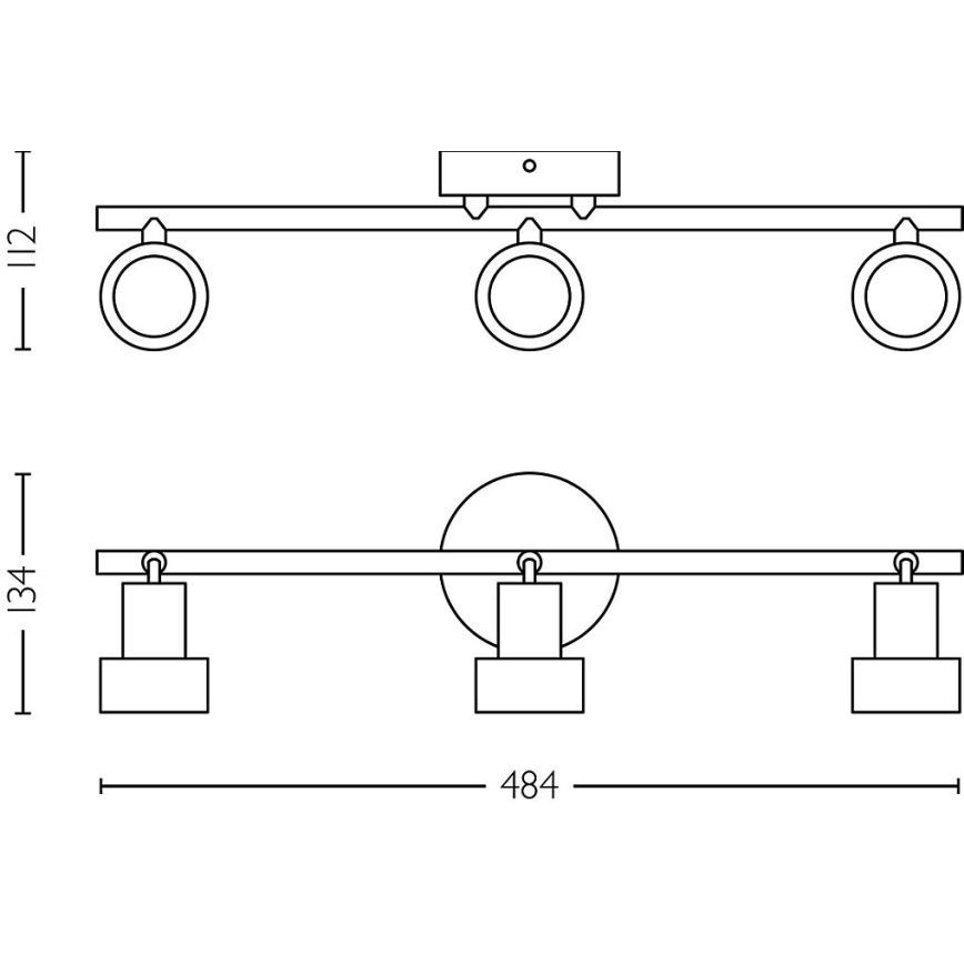 Philips - Foco CONDUIT 3xGU10/5W/230V preto/latão