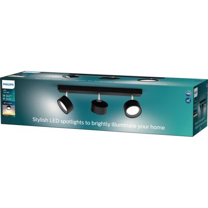 Philips - Foco LED 3xLED/5,5W/230V preto
