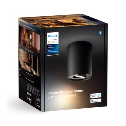 Philips - Foco LED com regulação Hue PILLAR 1xGU10/4,2W/230V 2200-6500K preto