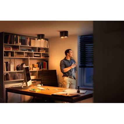 Philips - Foco LED com regulação Hue PILLAR 2xGU10/4,2W/230V 2200-6500K + comando preto