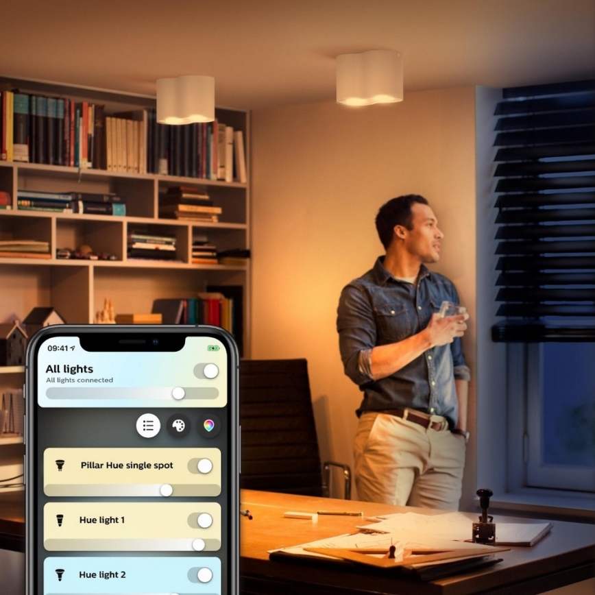 Philips - Foco LED com regulação Hue PILLAR 2xGU10/5W/230V + controlo remoto