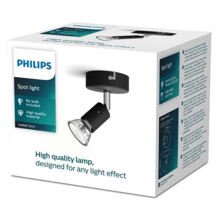 Philips - Foco 1xGU10/50W/230V preto