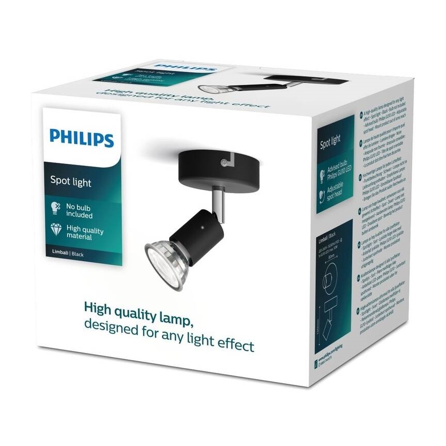 Philips - Foco 1xGU10/50W/230V preto