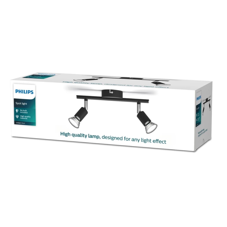 Philips - Foco 2xGU10/50W/230V preto