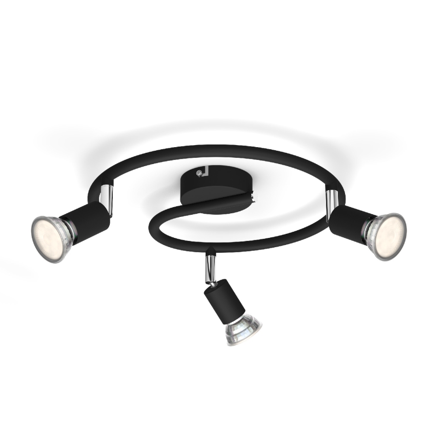 Philips - Foco 3xGU10/50W/230V preto
