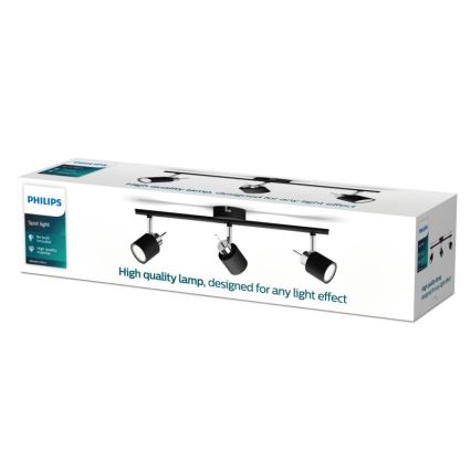 Philips - Foco 3xGU10/35W/230V preto