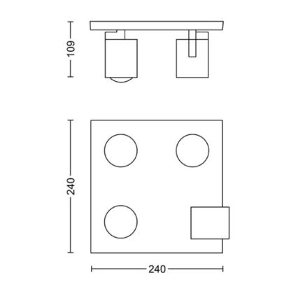Philips - Foco 4xGU10/20W/230V preto