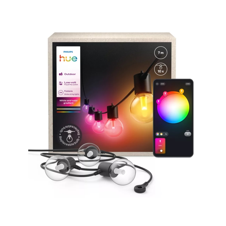 Philips - Guirlanda LED RGBW dimerizável para exteriores Hue FESTAVIA 10xLED 7m IP65