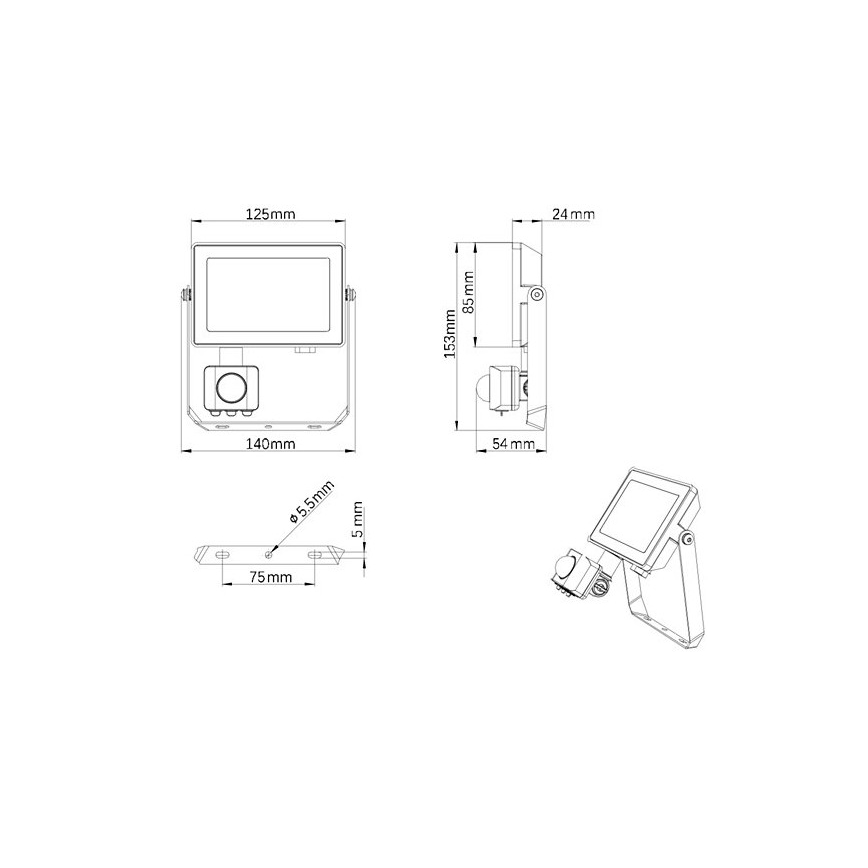 Philips - Holofote exterior LED com sensor PROJECTLINE LED/20W/230V IP65 3000K