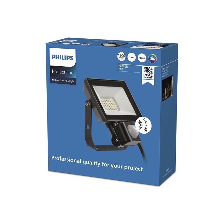 Philips - Holofote exterior LED com sensor PROJECTLINE LED/20W/230V IP65 4000K