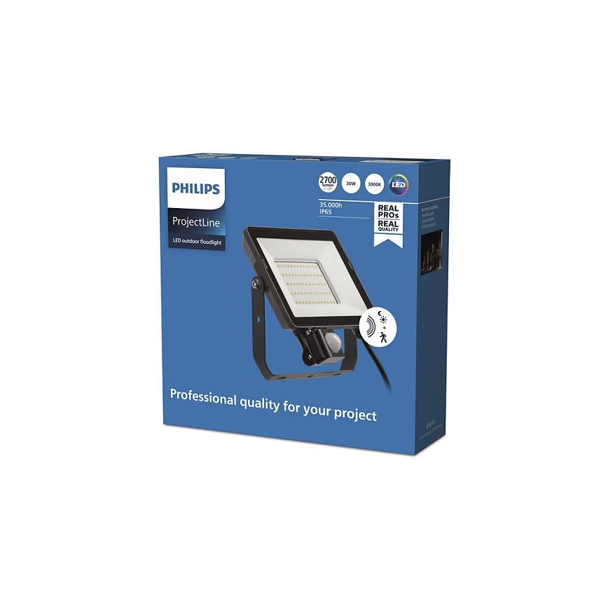 Philips - Holofote exterior LED com sensor PROJECTLINE LED/30W/230V IP65 3000K