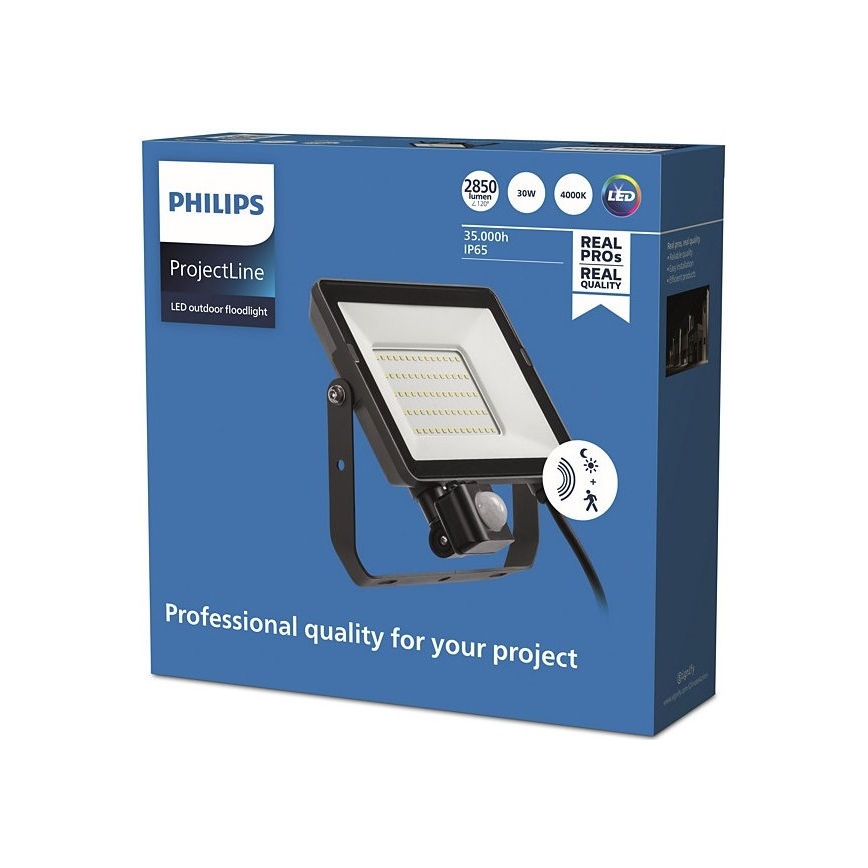 Philips - Holofote exterior LED com sensor PROJECTLINE LED/30W/230V IP65 4000K