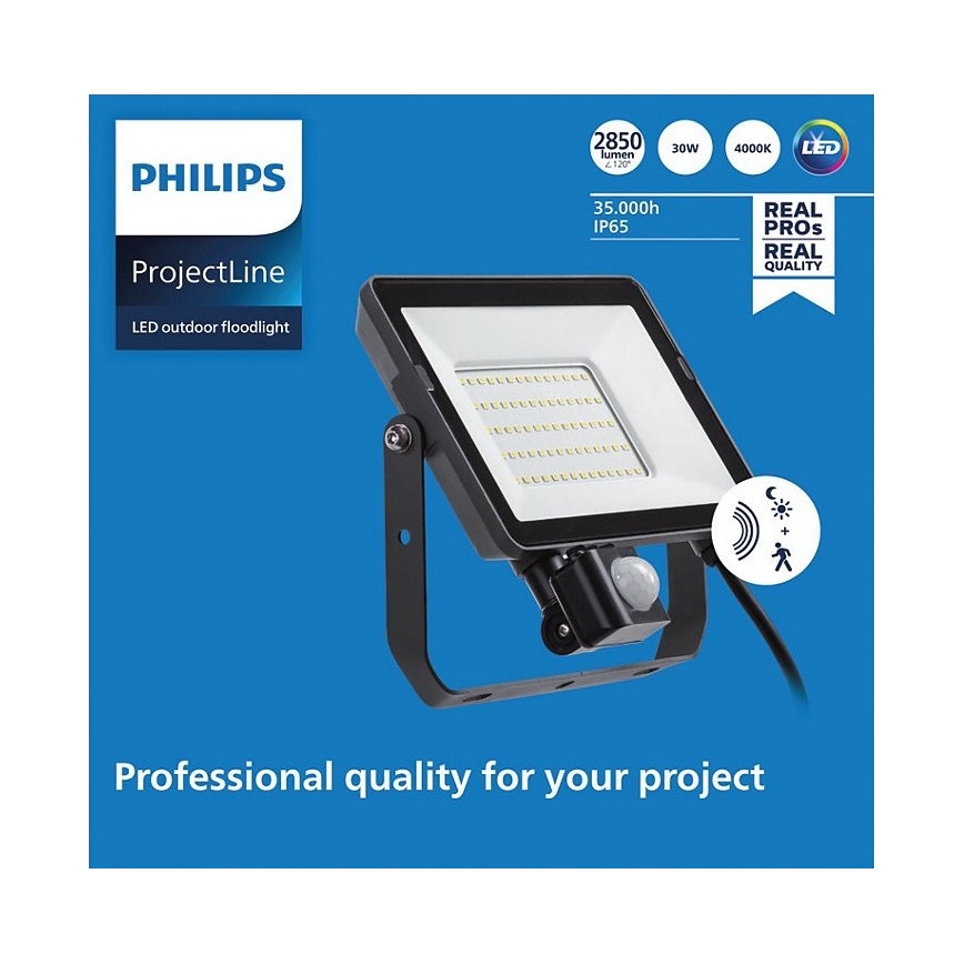 Philips - Holofote exterior LED com sensor PROJECTLINE LED/30W/230V IP65 4000K