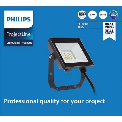 Philips - Holofote exterior LED PROJECTLINE LED/20W/230V IP65 3000K