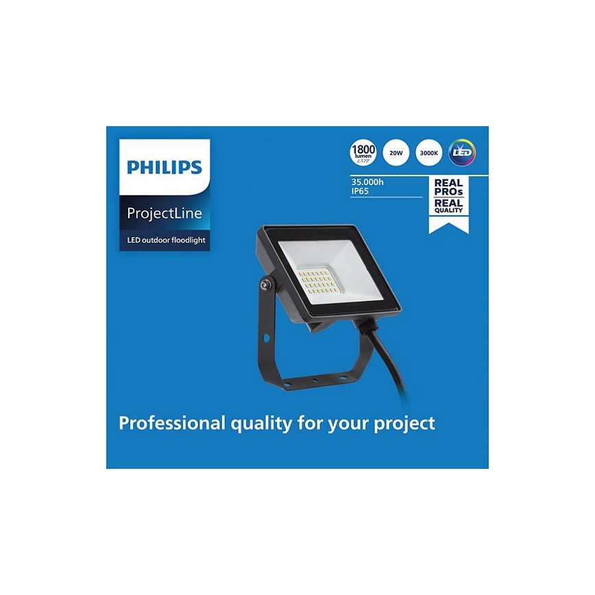 Philips - Holofote exterior LED PROJECTLINE LED/20W/230V IP65 3000K