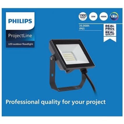Philips - Holofote exterior LED PROJECTLINE LED/20W/230V IP65 4000K