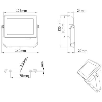 Philips - Holofote exterior LED PROJECTLINE LED/20W/230V IP65 4000K