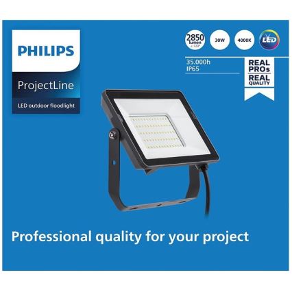 Philips - Holofote exterior LED PROJECTLINE LED/30W/230V IP65 4000K