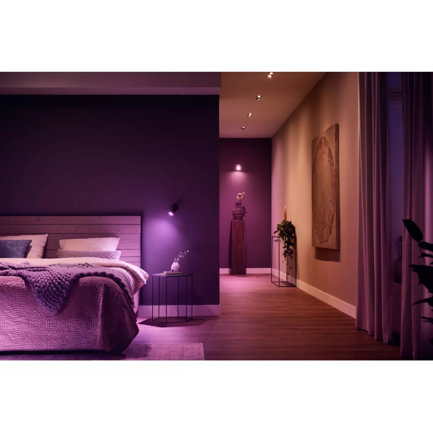 Philips - Luminária de embutir LED RGBW regulável Hue FUGATO 1xGU10/4,2W/230V 2000-6500K preta