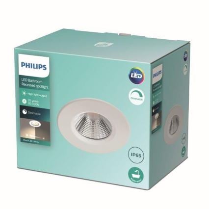 Philips - Iluminação de casa de banho LED com regulação LED/5.5W/230V 2,700K IP65