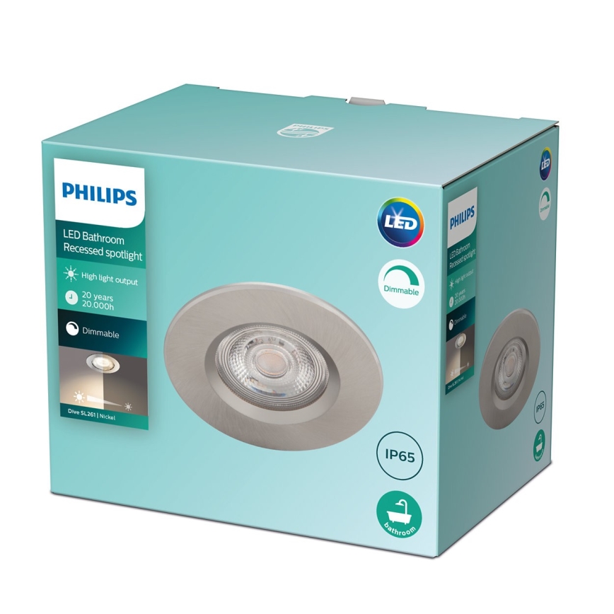 Philips - Iluminação de casa de banho LED com regulação LED/5W/230V 2,700K IP65