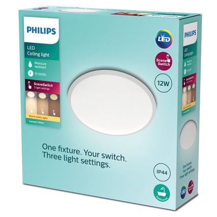 Philips - Iluminação de teto de casa de banho LED com regulação SCENE SWITCH LED/12W/230V IP44