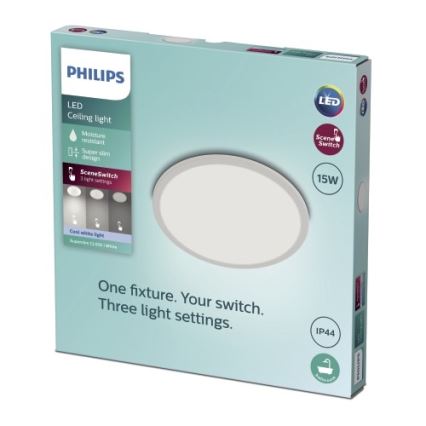 Philips - Iluminação de teto de casa de banho LED com regulação SCENE SWITCH LED/15W/230V IP44 4000K
