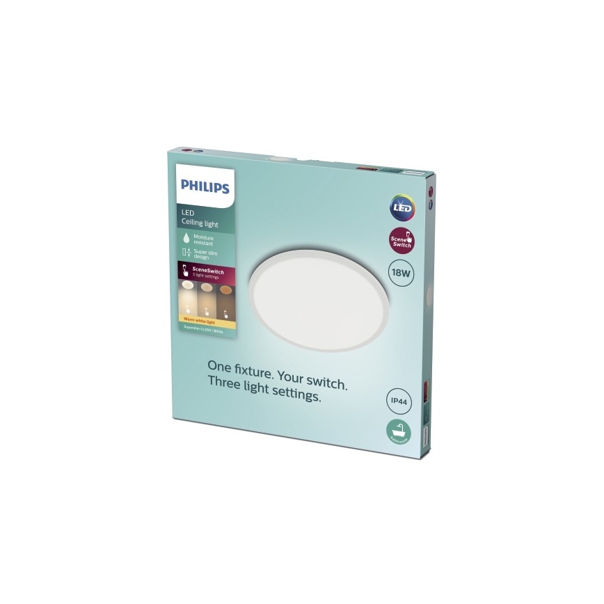 Philips - Iluminação de teto de casa de banho LED com regulação SCENE SWITCH LED/18W/230V IP44 2700K