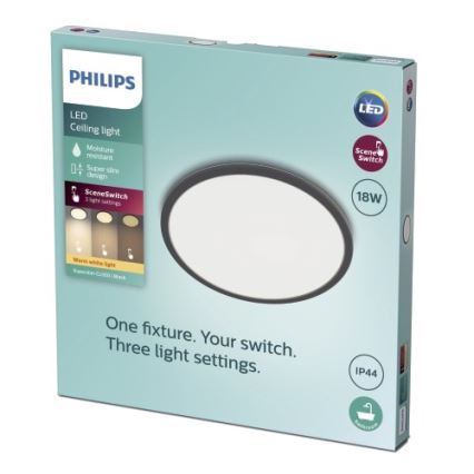 Philips - Iluminação de teto de casa de banho LED com regulação SCENE SWITCH LED/18W/230V IP44 2700K