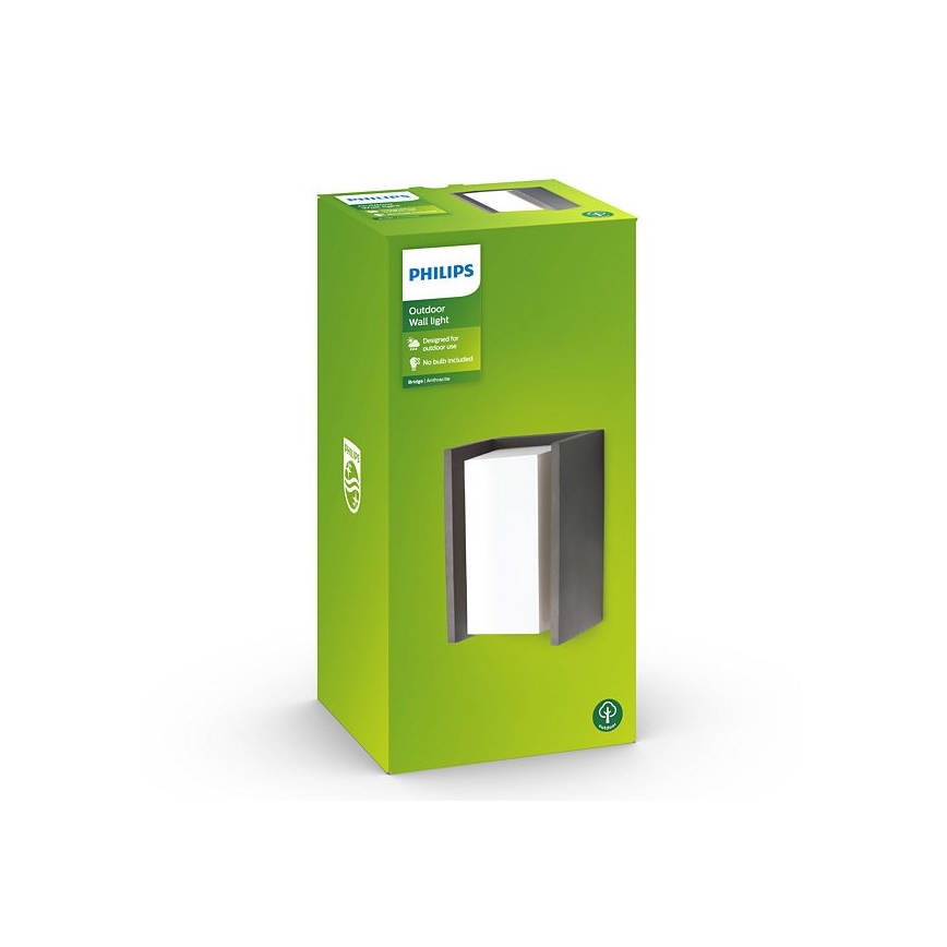Philips - Iluminação de parede exterior BRIDGE 1xE27/15W/230V IP44