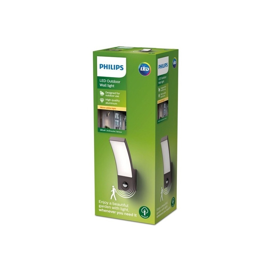 Philips- Iluminação de parede exterior com sensor LED/12W/230V 2700K IP44