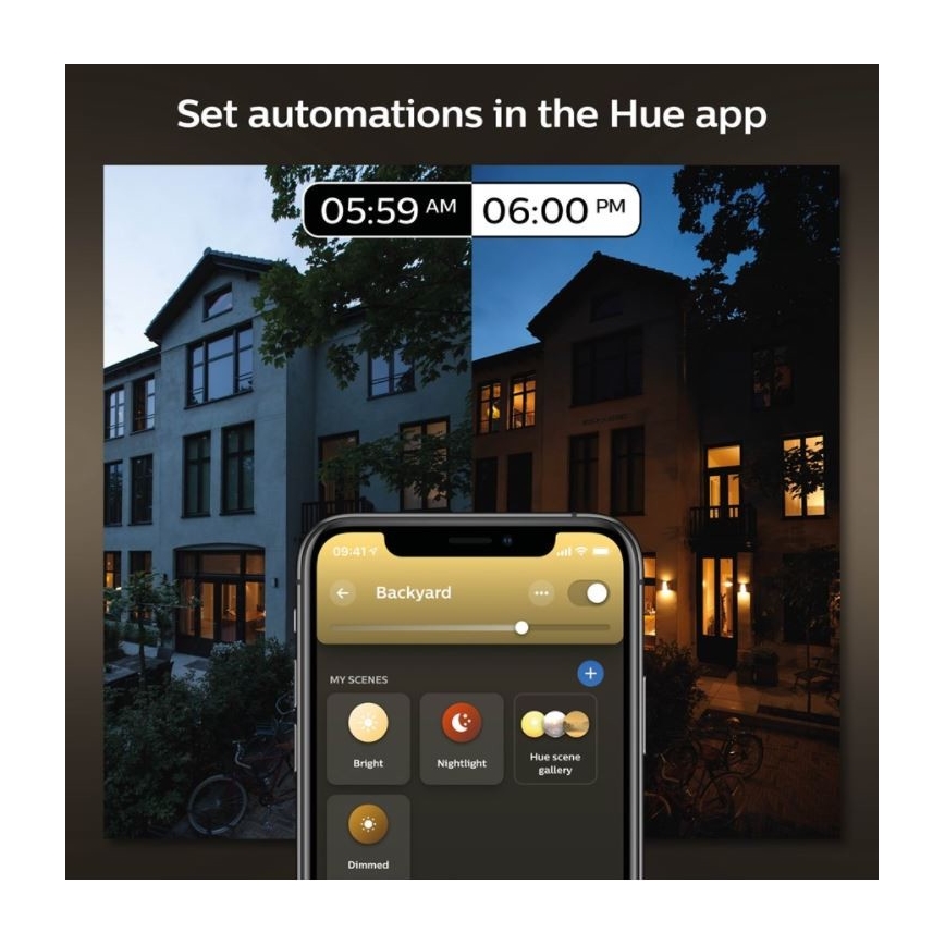 Philips - Iluminação de parede exterior com regulação Hue INARA 1xE27/7W/230V Wi-Fi IP44