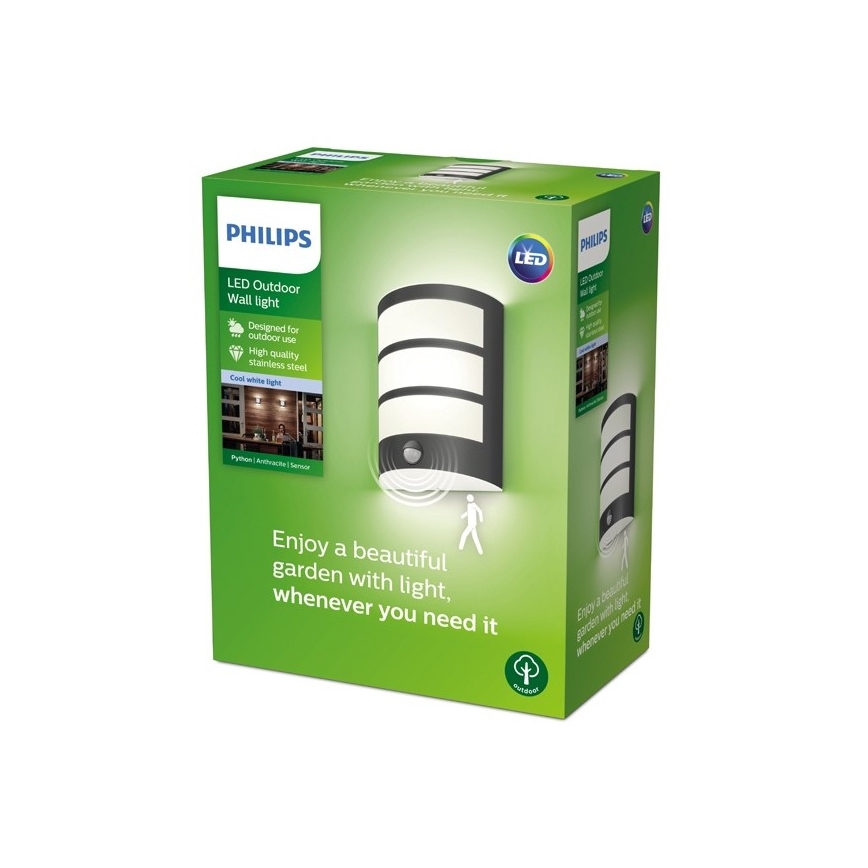 Philips- Iluminação de parede exterior LED com sensor LED/6W/230V 4000K IP44