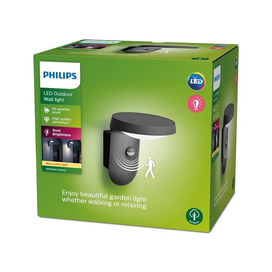 Philips - Iluminação de parede exterior LED com sensor LED/9W/230V 2700K IP44