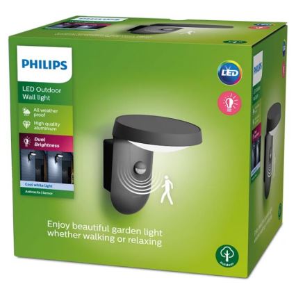 Philips - Iluminação de parede exterior LED com sensor LED/9W/230V 4000K IP44