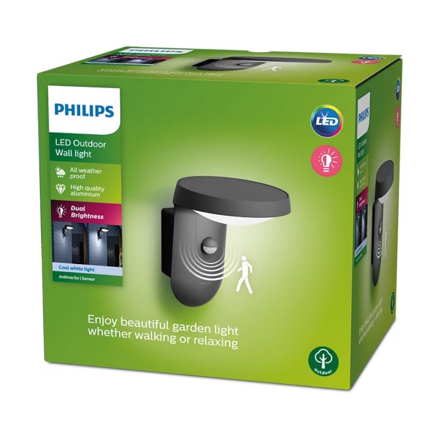 Philips - Iluminação de parede exterior LED com sensor LED/9W/230V 4000K IP44