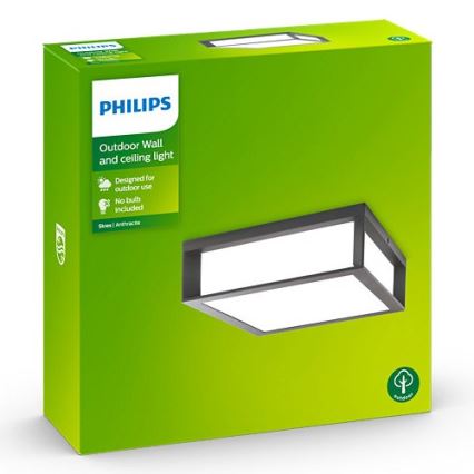 Philips - Iluminação de teto exterior SKIES 2xE27/14W/230V IP44 antracite