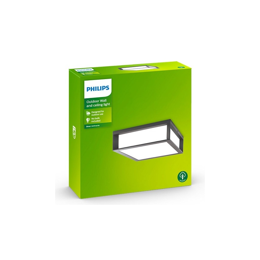 Philips - Iluminação de teto exterior SKIES 2xE27/14W/230V IP44 antracite