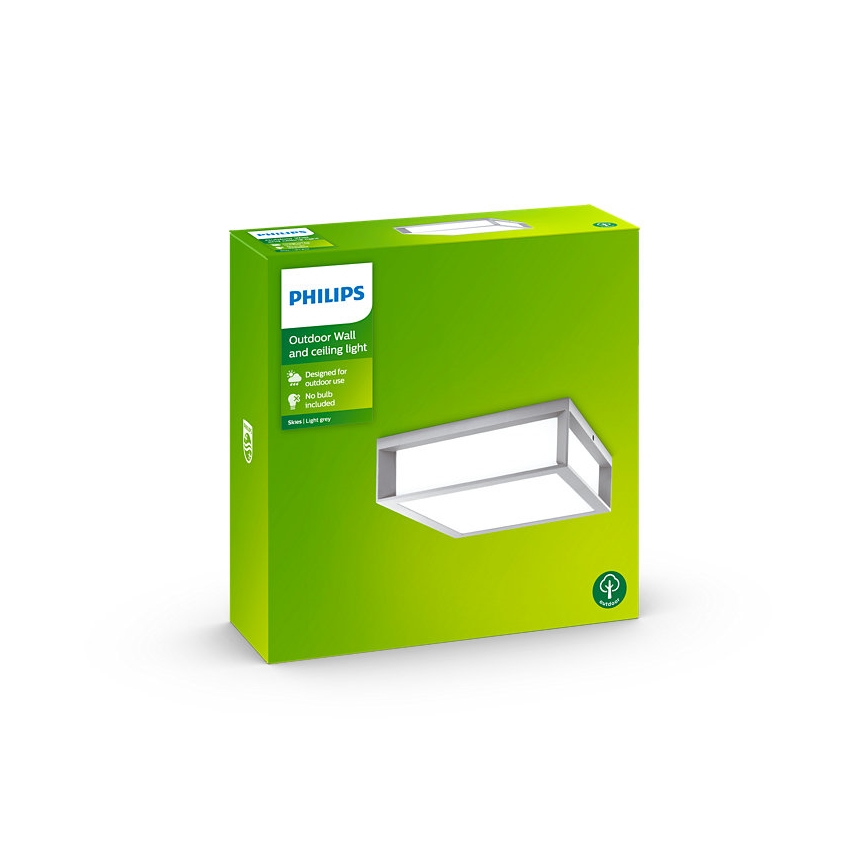 Philips - Iluminação de teto exterior SKIES 2xE27/14W/230V IP44 cinzenta