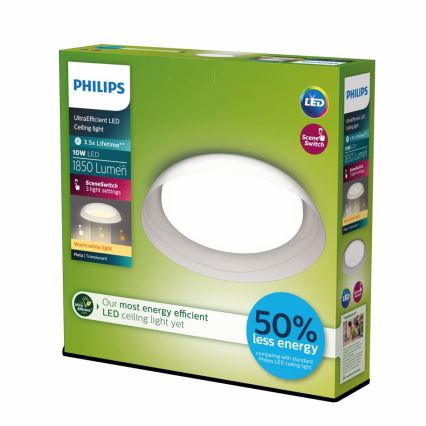 Philips - Iluminação de teto LED com regulação FLETA SCENE SWITCH LED/10W/230V 2700K transparente