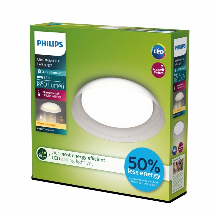 Philips - Iluminação de teto LED com regulação FLETA SCENE SWITCH LED/10W/230V 2700K transparente