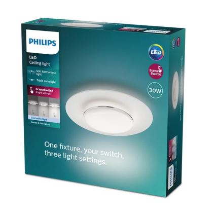 Philips- Iluminação de teto LED com regulação SCENE SWITCH LED/30W/230V 4000K prateado