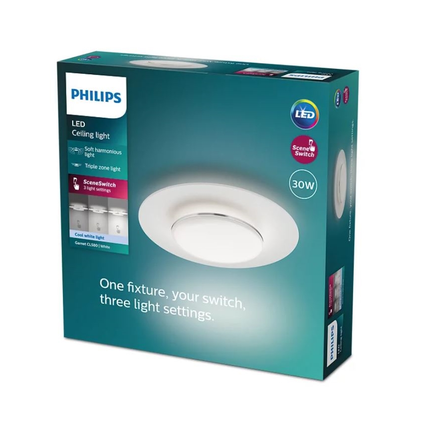 Philips- Iluminação de teto LED com regulação SCENE SWITCH LED/30W/230V 4000K prateado