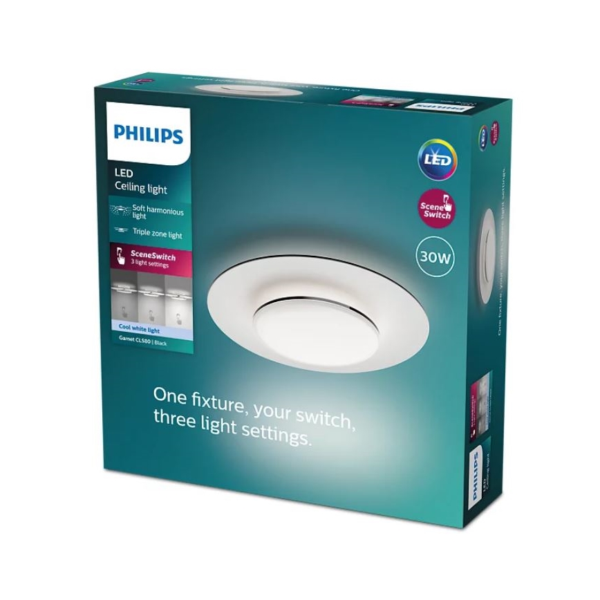 Philips- Iluminação de teto LED com regulação SCENE SWITCH LED/30W/230V 4000K preto