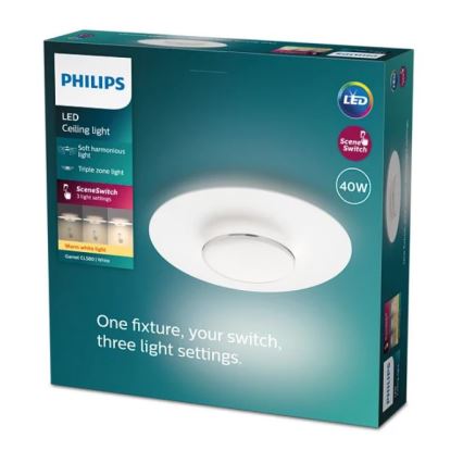 Philips- Iluminação de teto LED com regulação SCENE SWITCH LED/40W/230V 2700K prateado