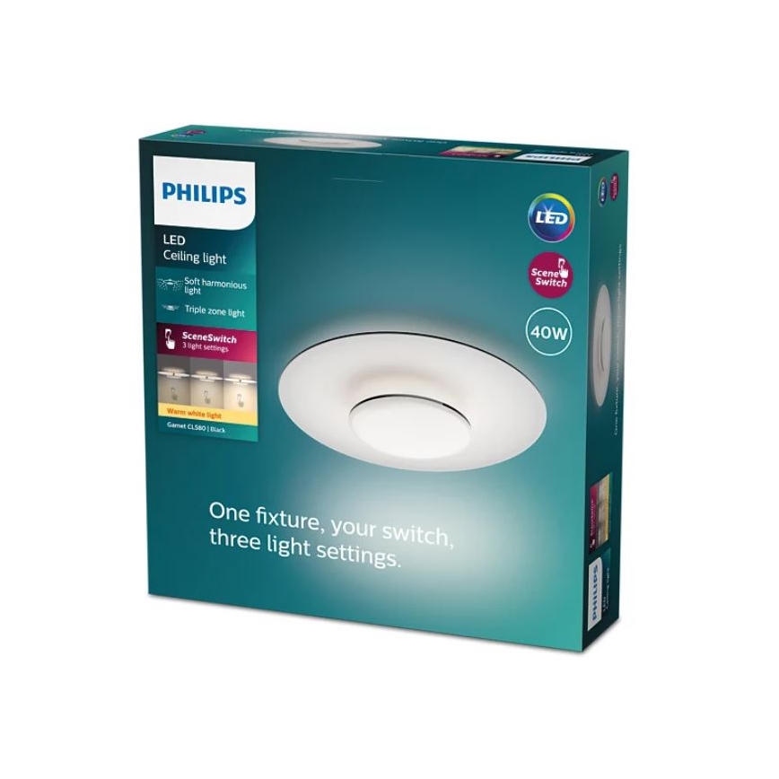 Philips- Iluminação de teto LED com regulação SCENE SWITCH LED/40W/230V 2700K preto
