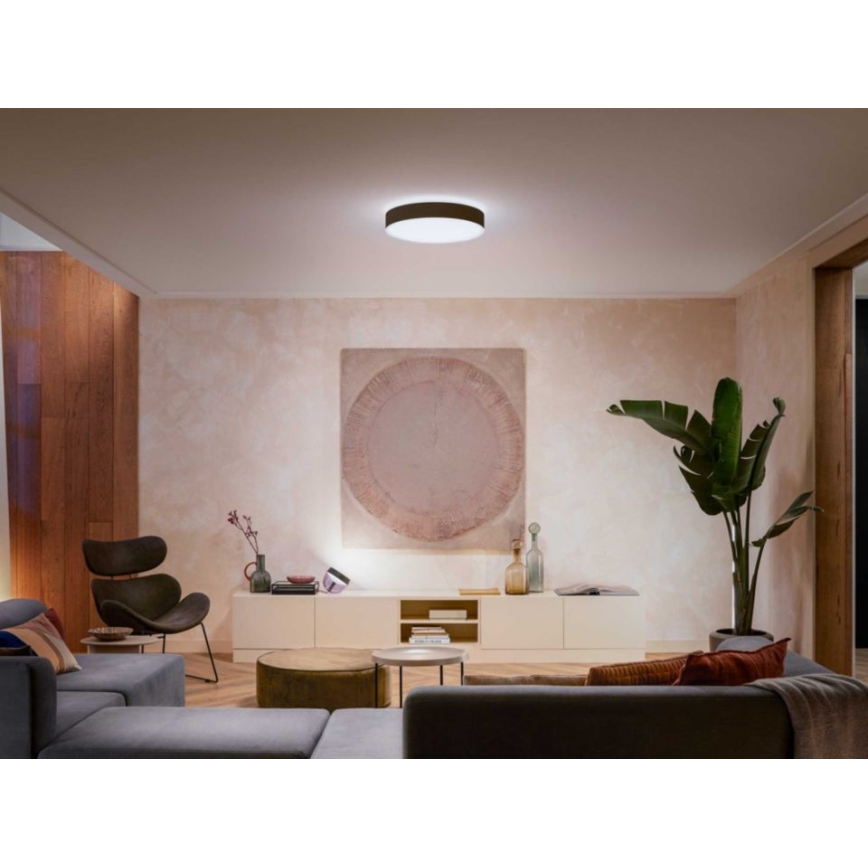 Philips - Iluminação de teto LED com regulação Hue LED/33,5W/230V 2200-6500K diâmetro 425 mm preto + controlo remoto