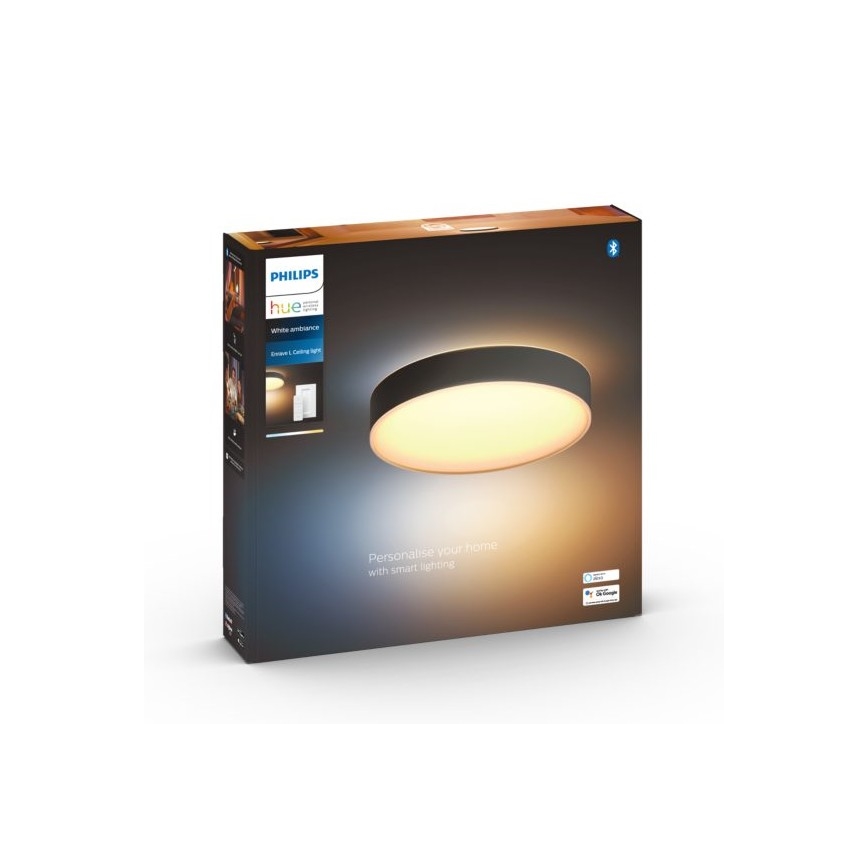 Philips - Iluminação de teto LED com regulação Hue LED/33,5W/230V 2200-6500K diâmetro 425 mm preto + controlo remoto