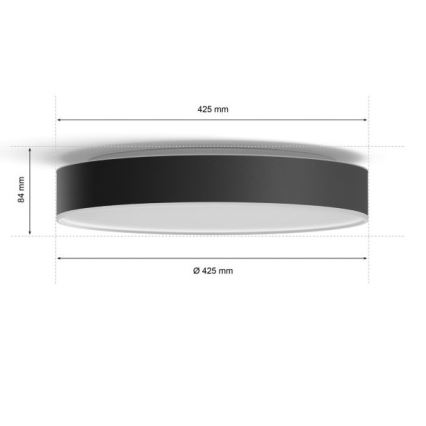 Philips - Iluminação de teto LED com regulação Hue LED/33,5W/230V 2200-6500K diâmetro 425 mm preto + controlo remoto